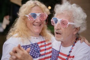 Senior couple visiting vacation destinations in the USA