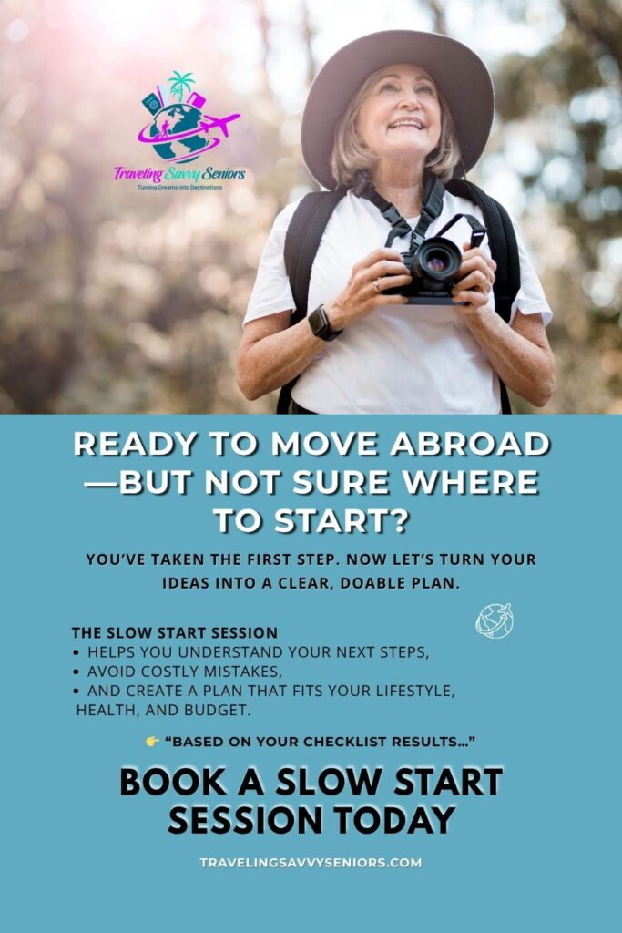 Woman traveler over 60 ready to move abroad — healing after 60 through slow travel