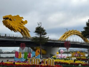 Da Nang Vietnam Dragon Bridge over the Han River — a walkable landmark popular with slow travelers and expats over 50