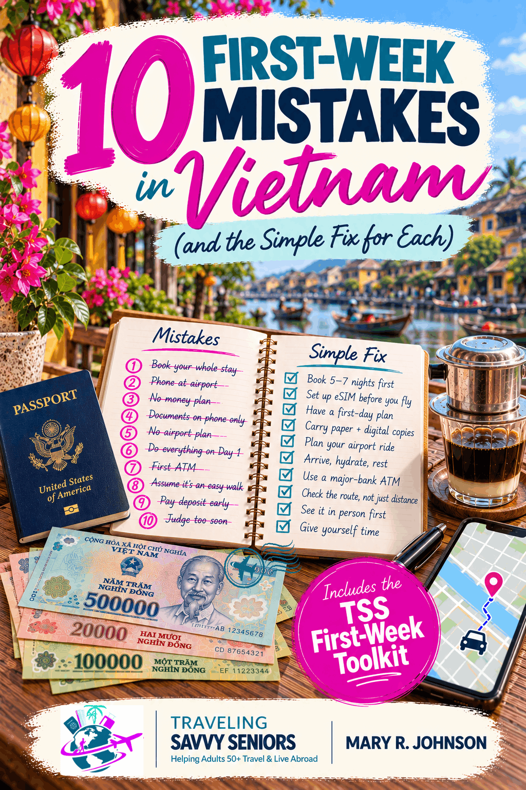 Cover of 10 First-Week Mistakes in Vietnam guide by Mary R. Johnson